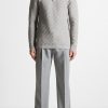 Maniere De Voir Cotton Blend Waffle Knit Long Sleeve Polo Top | Polo Tops