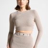 Maniere De Voir Two-Tone Ribbed Knit Top | Tops & T Shirts