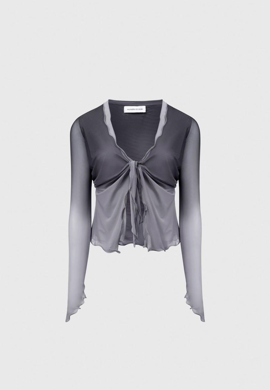 Maniere De Voir Ombre Mesh Tie Detail Top | Tops & T Shirts