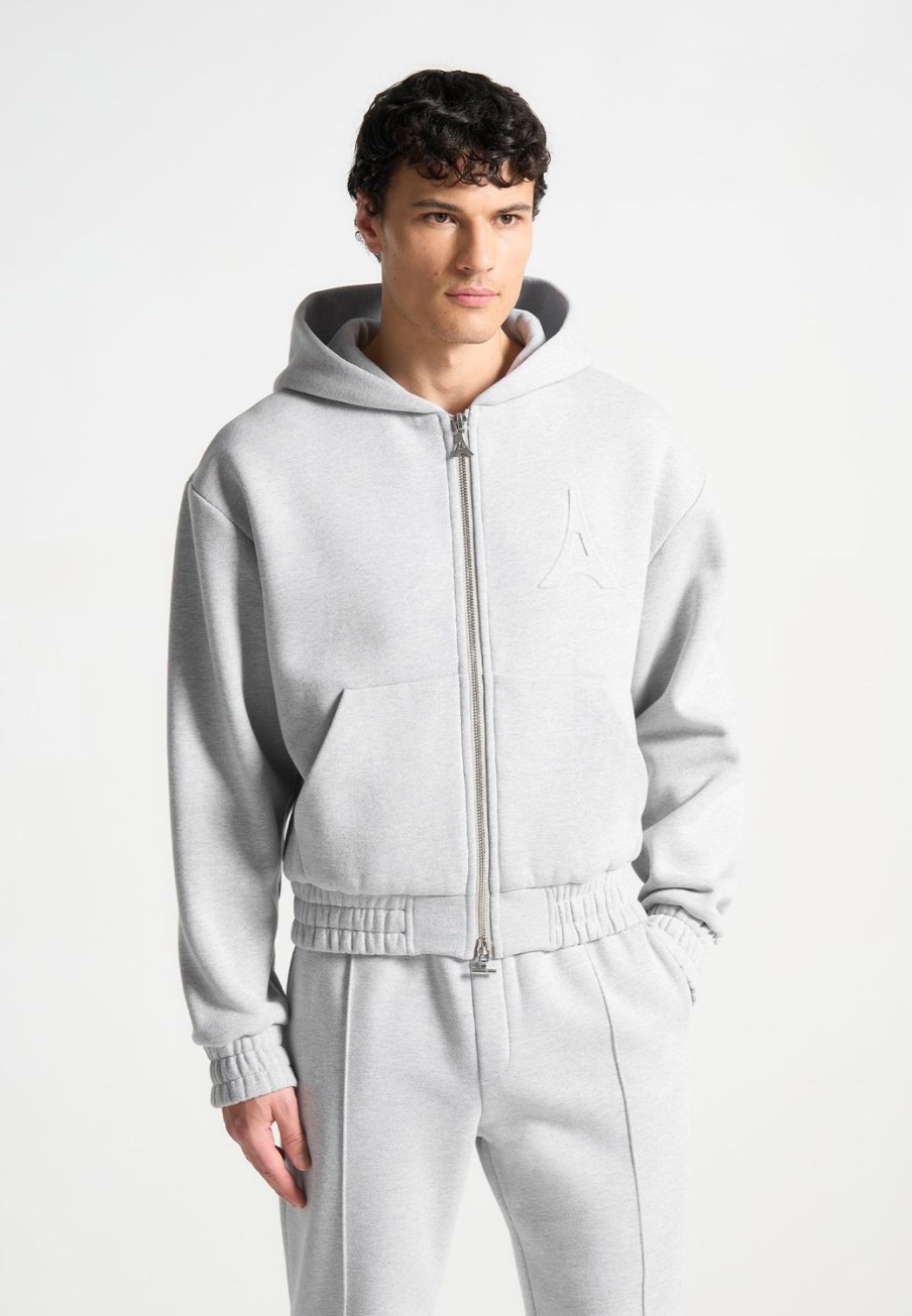 Maniere De Voir Eternel 420Gsm Eiffel Embossed Zip Hoodie | Casual Co-Ords