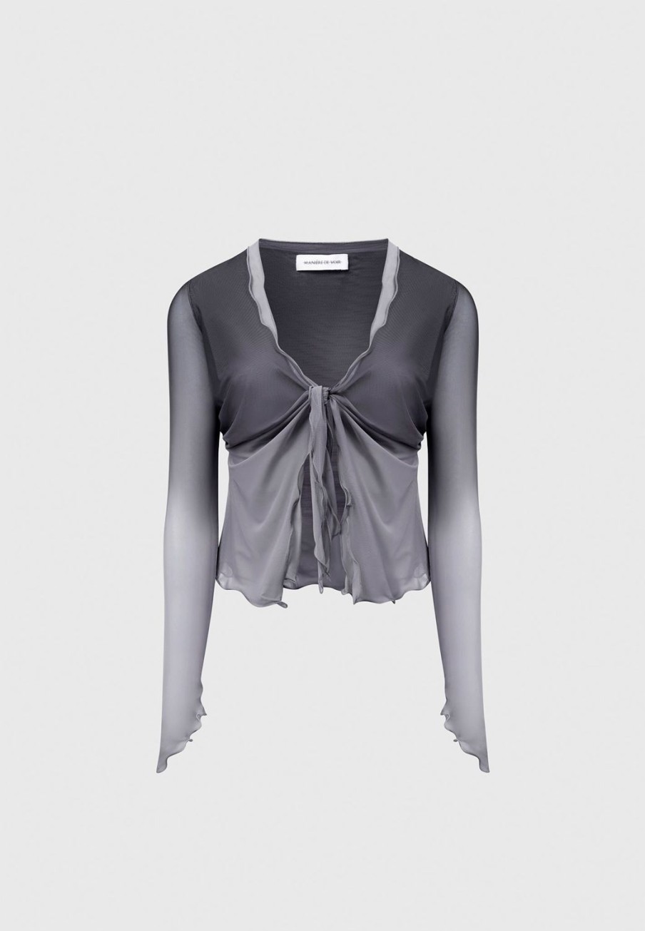 Maniere De Voir Ombre Mesh Tie Detail Top | Matching Sets