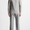 Maniere De Voir Cotton Blend Waffle Knit Long Sleeve Polo Top | Knitwear