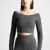 Maniere De Voir Off Shoulder Knit Crop Top | Matching Sets