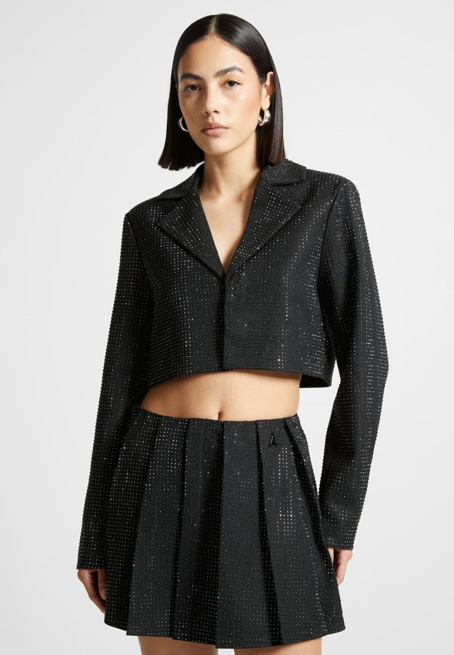 Maniere De Voir Rhinestone Cropped Blazer | Blazers & Waistcoats